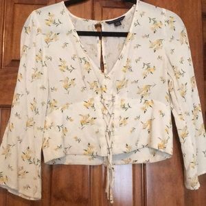 AE Floral Lace up Top